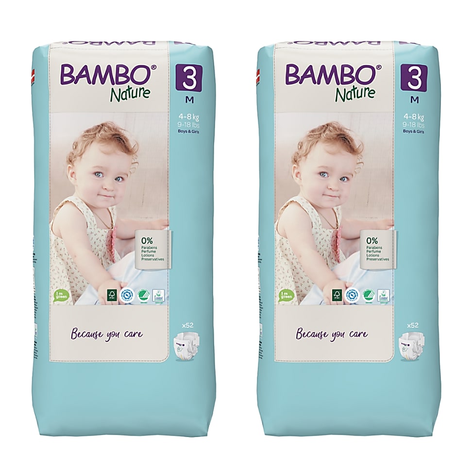 Bambo Nature Nappies - Size 3 - Jumbo Economy Pack (104 nappies)