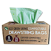 Eco Green Living Compostable Drawstring Bin Bags - 8L
