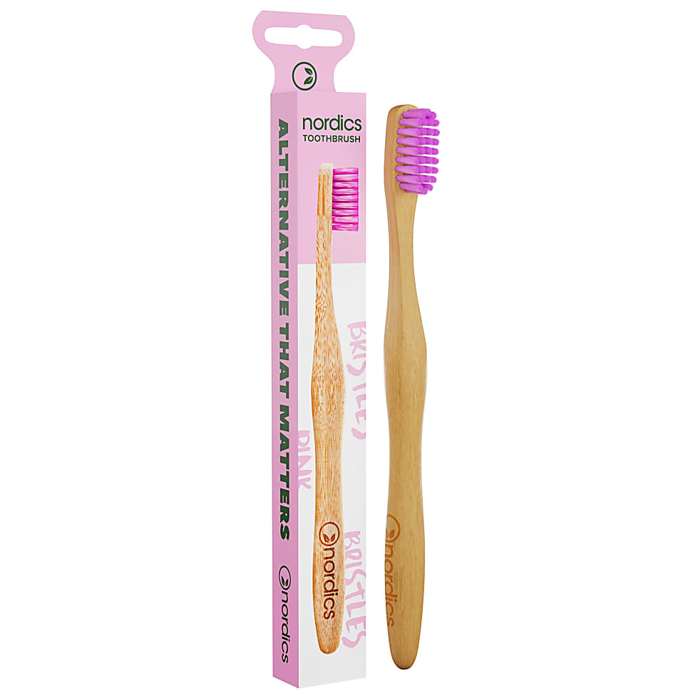 Nordics Bamboo Adult Toothbrush Pink Bristles